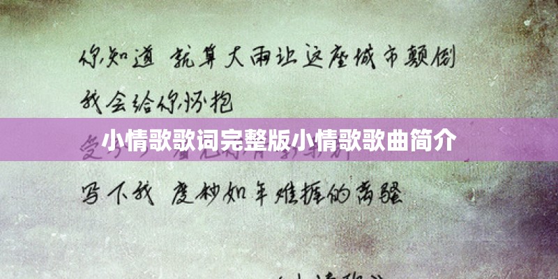 小情歌歌词完整版小情歌歌曲简介